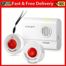 Synlett Caregiver Pager Wireless Call Buttons For Elderly Monitoring S