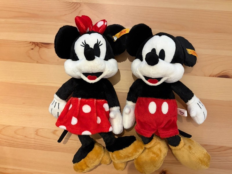 Disney World Steiff Mickey Mouse And Minnie Mouse Plush Lot