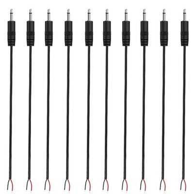 10Pcs 25cm 3.5mm 1/8'' TS Mono Audio Male Plug to Bare Wire Open End Cable, TS...