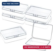 6 Pcs Mini Plastic Storage Containers with Lids, 4.5x3.4 Inches Clear Rectangula