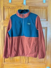 L.L Bean Orange/Blue Fleece Katahdin Pullover Large 1/4 Zip Elastic Waist Tear 