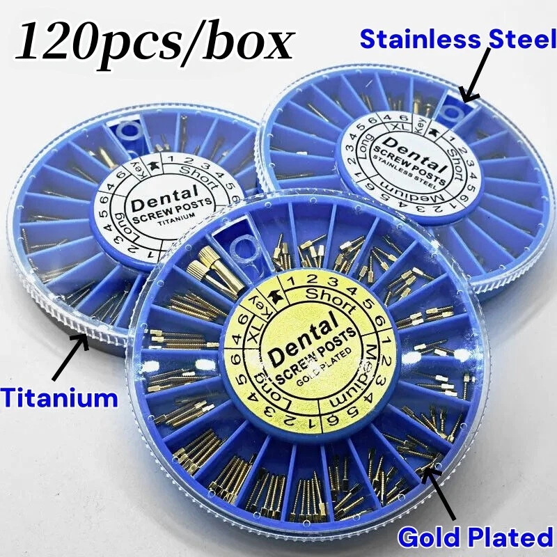 Dental Screw Post Titanium/Stainless Steel/Gold Plated Conical Root Canal Pins - Image 2 of 4