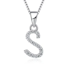 925 Sterling Silver Micro-Inlaid Moissanite Pendant 26 Letters S Charm Pendant N