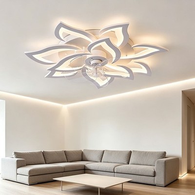 81cm Decorative Flower LED Ceiling Fan Light Quiet with Wireless Remote Timer
