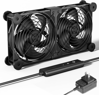 upHere Big Airflow 2 x 120mm x 25mm Computer Fan with AC Plug Cabinet U2DC2-1 