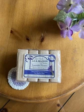 A La Maison Soap French Milled Lavender Flower Shea Butter Olive Oil Set 4 Bars