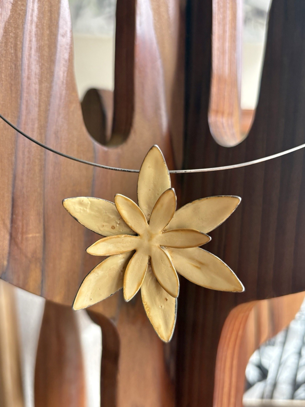 Sterling? (READ) Large Flower Statement Necklace … - image 3