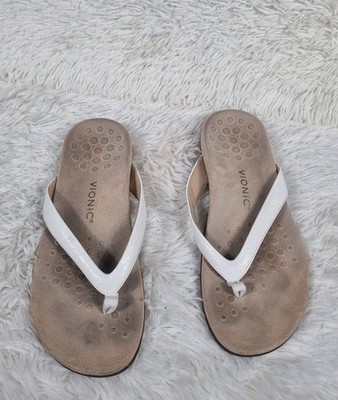Vionic Dillon Toe Post Flip Flop Sandals Womens 11 White Wide Orthotic Comfort