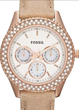 Fossil Donna ES3104 Acciaio Inox Analogico Quadrante Bianco Cinturino Pelle