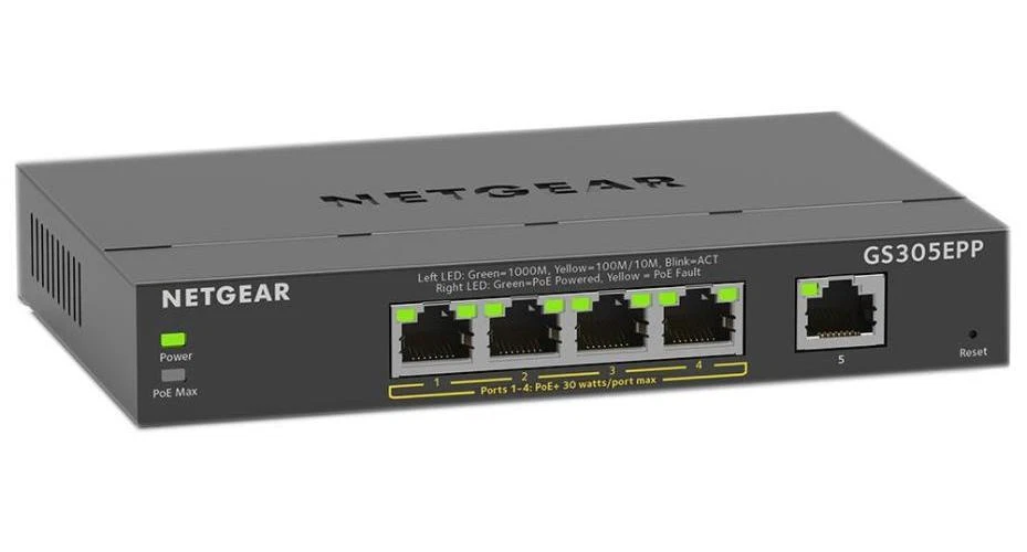 5 Port PoE+ Ethernet Plus Gigabit Managed Switch 120W PoE Budget GS305EPP-100UKS - Image 2 of 4