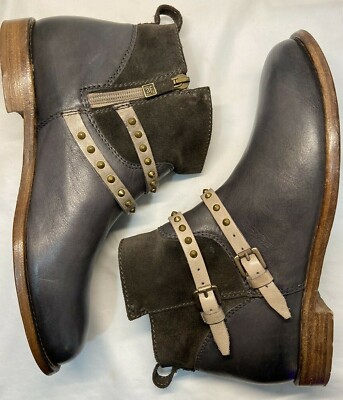 ALBERTO FERMANI Emma Stud-Strap Ankle Boot Anthracite Women's EU 37.5 US 7 $450+