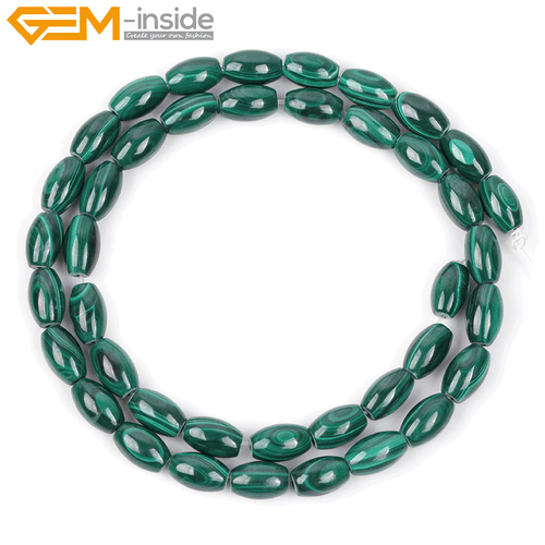A+ Malachite Olivary Rice Natural Gemstone Grade Beads For Jewelry Making 15" UK - Picture 4 of 24