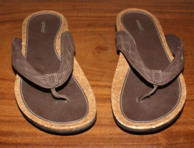 Speedo Brown Thong Flip Flops Women's Size Casual Flat Cork