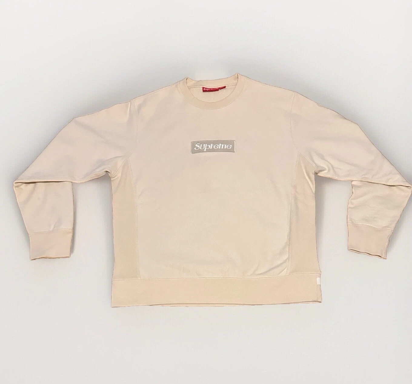 Rare sweat col rond Supreme FW18 crème boîte logo bogo taille L 2018
