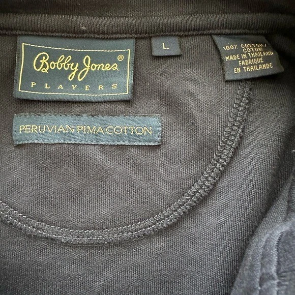 Moletom Masculino de Golfe Bobby Jones Player L Preto/Azul Algodão Pima - - Imagem 4 de 4