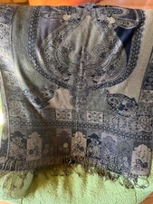 Pashmina Black & Gold Woven Paisley Silk Blend Neck Scarf - 72 x 28 inches -