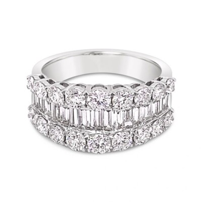 Classic 3.00 Ct Emerald Cut White Treated Diamond Band 925 Sterling Silver
