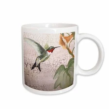 3dRose Hummingbird By Yellow Trumpet Flower on Crackled Background Mug
