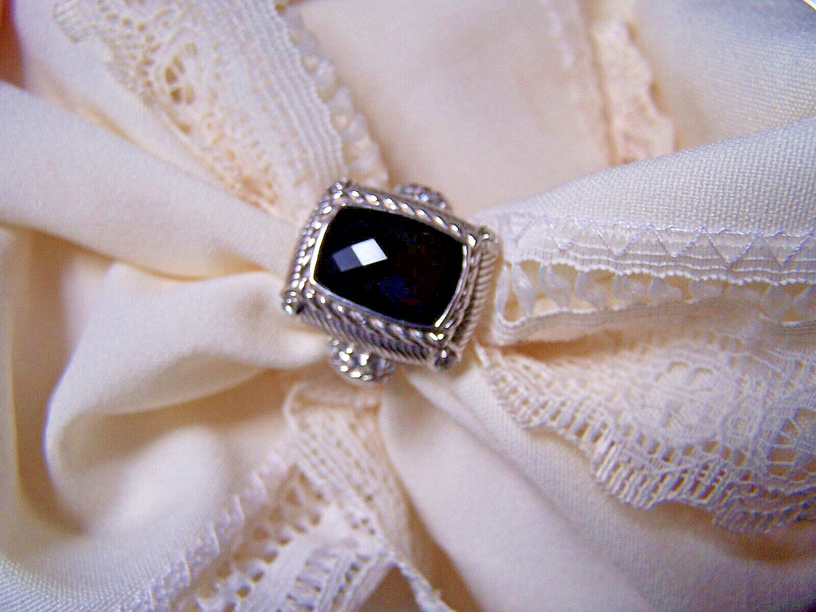 Judith Ripka Onyx  Ring,  Solid Sterling Silver 9… - image 1