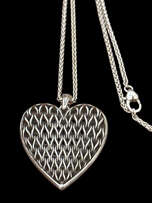 Brighton  Delicate Memories Necklace- silver color-heart pendant-woven look