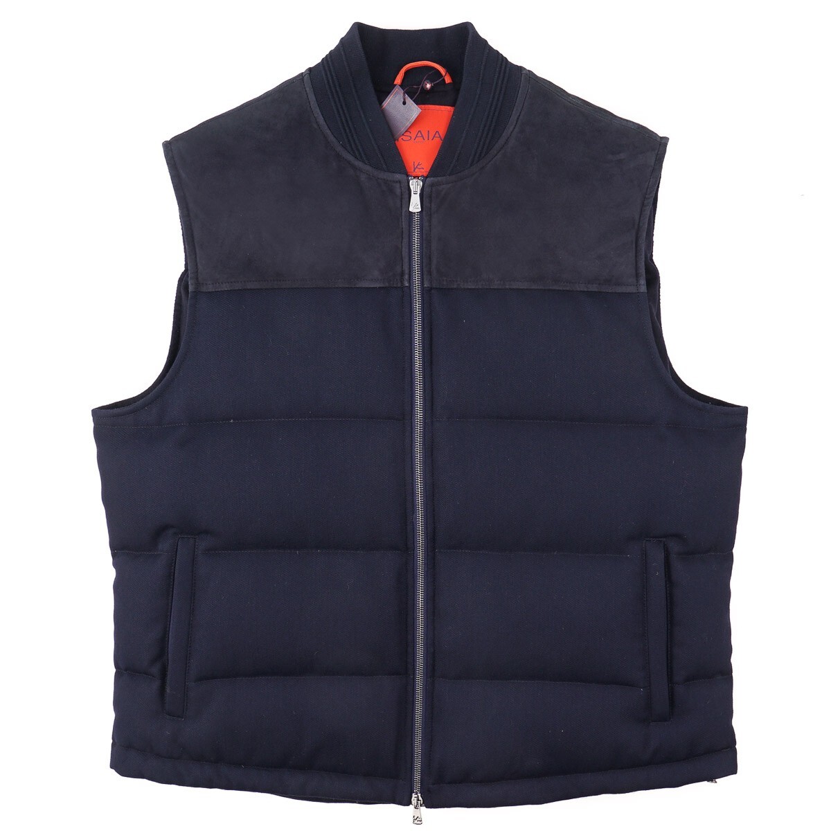 Isaia Cashmere-Lined Quilted Wool and Suede Down Puffer Vest XL