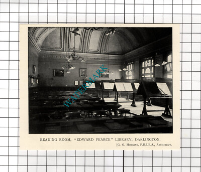 Edward Pearce Library Darlington County Durham - c.1910 Small Cutting / Print