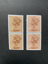 MACHIN 1984 two pairs x 13p Pale chestnut CB SG X1005 SHADES ex Folded booklet