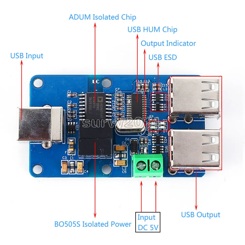 Quad USB Isolator USB HUB Isolation Module Coupling Protection Board  ADUM3160 | eBay