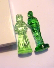 2.5" Miniature Vaseline Green Glass Figurines Bernard Eldena Couple Degenhart