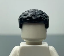 LEGO Black Minifigure Coiled Hair Straight Sides Short Curly Headgear (x1)