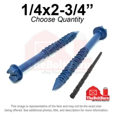 1/4x2-3/4" Slotted Hex Washer Head Phillips Piercing Point Concrete Screws Blue