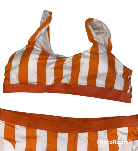 Costume da bagno donna a righe arancione/bianco L/XL - Foto 2 di 9