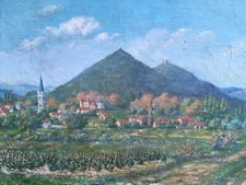 Very Pretty Painting Of René Beauclair Landscape Village Signed Low Right Church