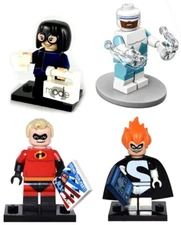 4 NEW LEGO INCREDIBLES MINIFIGS Frozone Syndrome Edna Mode Mr. Incredible 71012