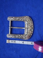 Belt Buckle Rhinestones Silver Tone 1 Prong