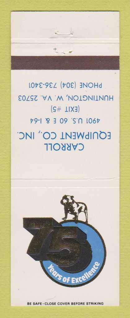 Matchbook Cover - Mack Semi Trucks 75th Carroll Huntington WV