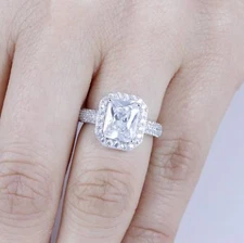 925 Sterling Silver Rectangle CZ Engagement Ring Wedding Band Size 3-15 ML48