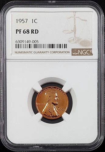1957 Proof Lincoln Cent certified PF 68 RD by NGC!  sku 49005