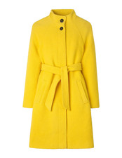 Boden Cartwright Coat Maize Yellow Belted Wool Blend - Size 16 Regular