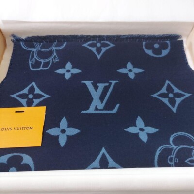 New Louis Vuitton M77973 monogram vivienne Reversible Scarf Black