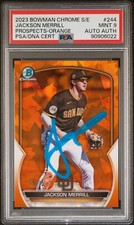 2023 Bowman Chrome Sapphire Merrill Orange Rookie Auto /75 #244 PSA MINT 9