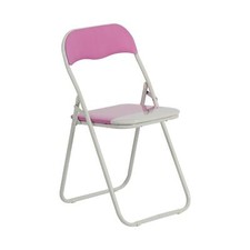Folding Chairs Padded Faux Leather Studying Dining Office Chair Pink White x1