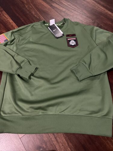 New Nike Womens Ohio State Buckeyes Crew Neck Sweatshirt Size Small Army Salute - Picture 1 of 5