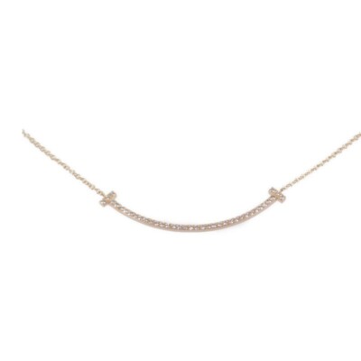 T Smile Pendant Small Necklace K18 Pink Gold