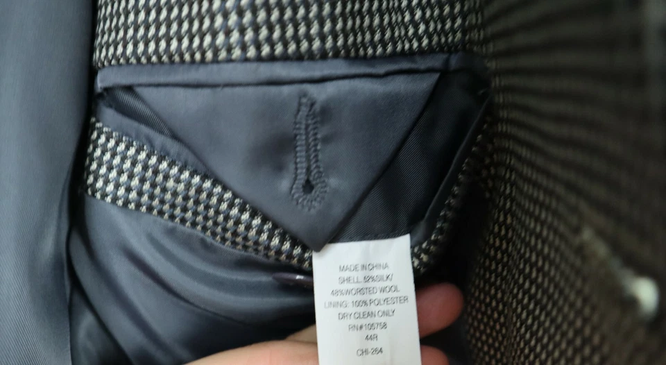 CHAQUETA BLAZER TEJIDA MARRÓN Y GRIS ABRIGO DEPORTIVO - ALAN FLUSSER - LANA SEDA - 44R Foto 2 de 4