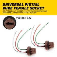 Universal Pigtail Wire Female Socket 7443 Two Harness Rear Turn Signal Lamp