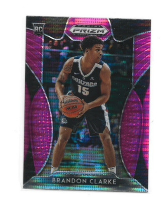 2 2019-20 Panini Prizm Draft #86 + 266 Brandon Clarke Pink Pulsar RC Gonzaga Lot