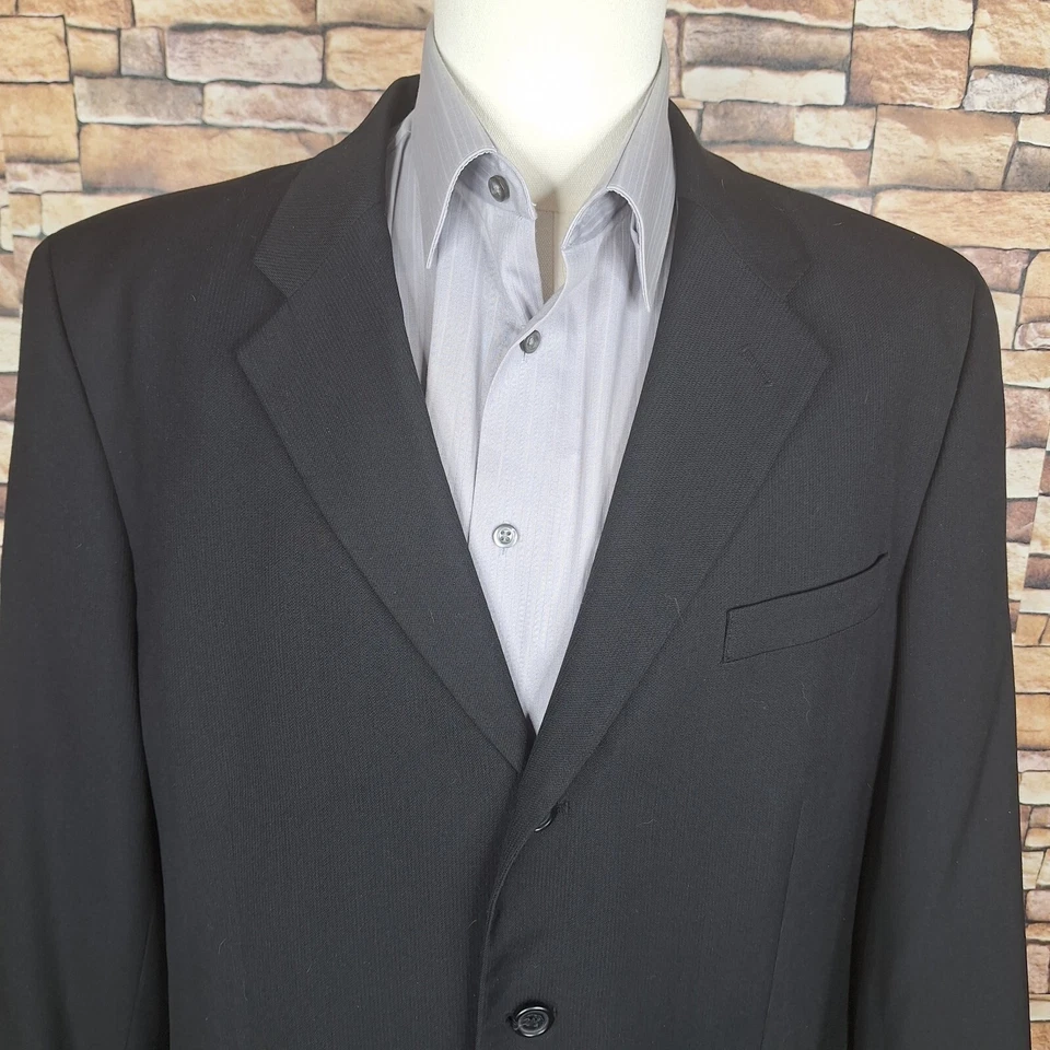 Perry Ellis Chaqueta Traje Abrigo Para Hombres 44R Negro 3 Botones Mezcla Lana Sin Ventilación Foto 3 de 4