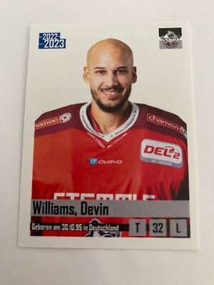 Devin Williams #391 Sticker DEL2 Eisbären Regensburg Saison 22/23