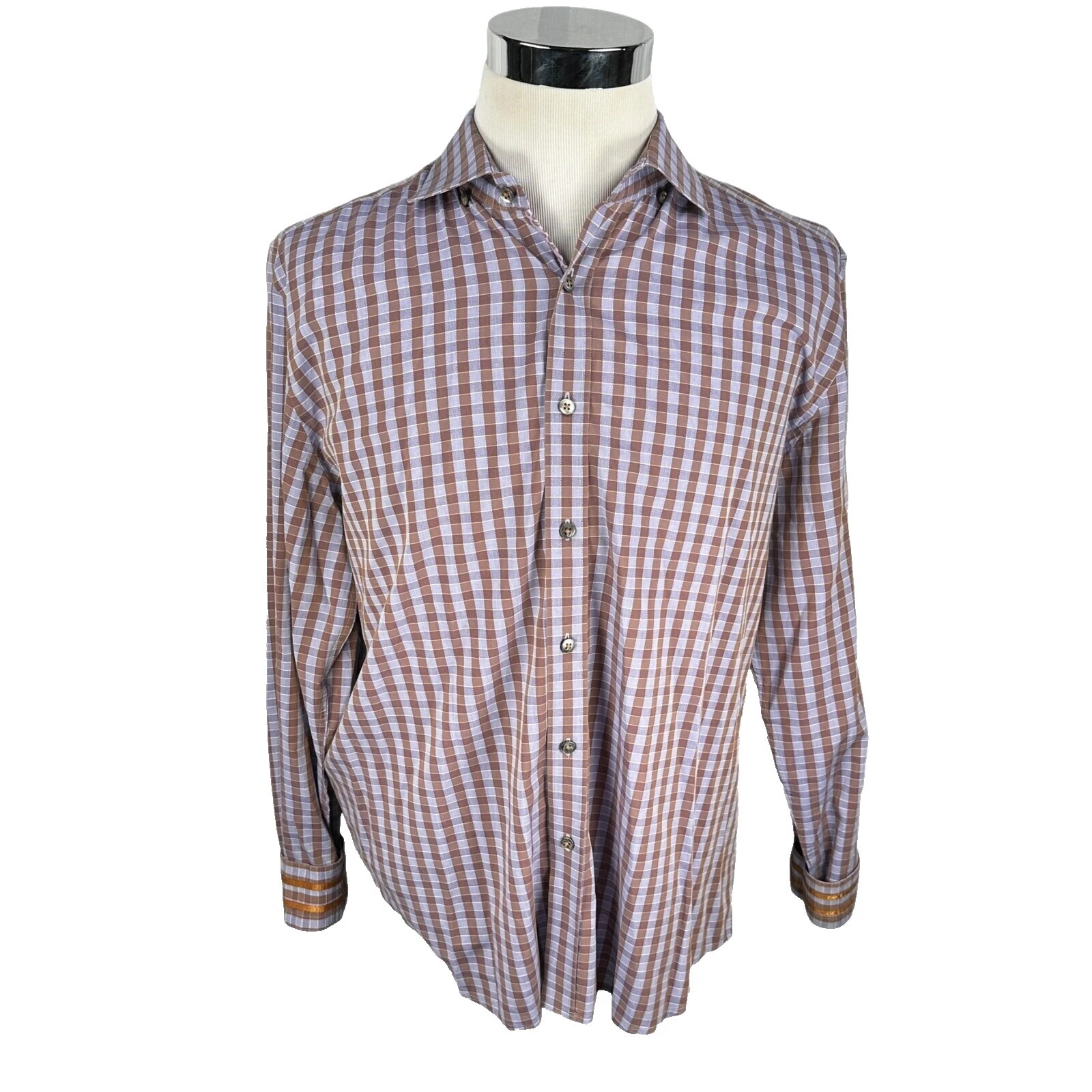 Botón informal marrón Robert Graham-Down Shirts for Men